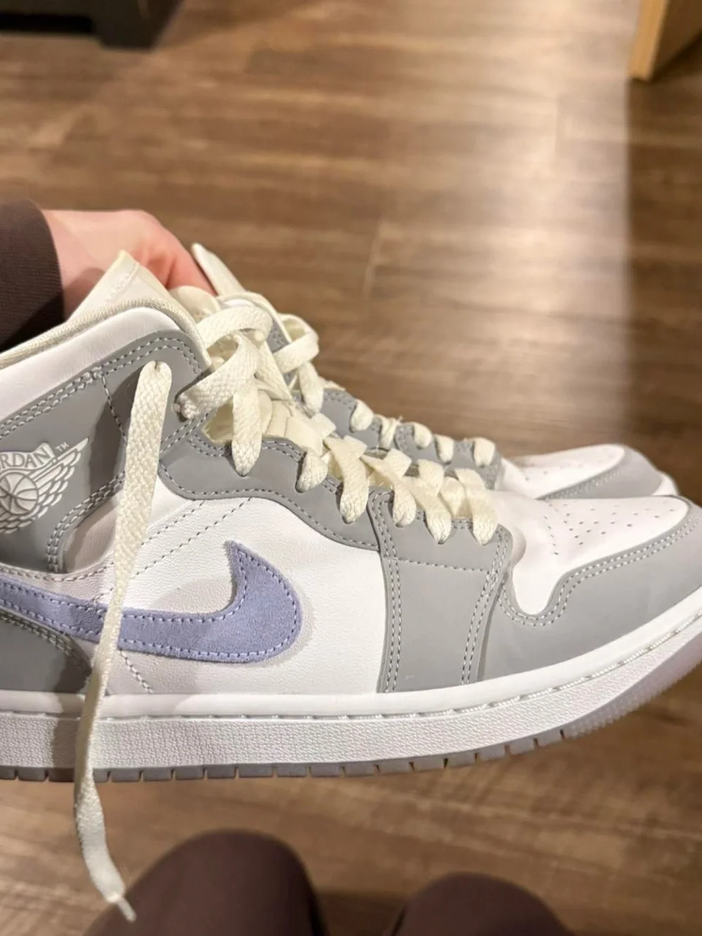 Jordan High-Top Sneakers in Light Gray, White & Lavender - Picture 7 of 7